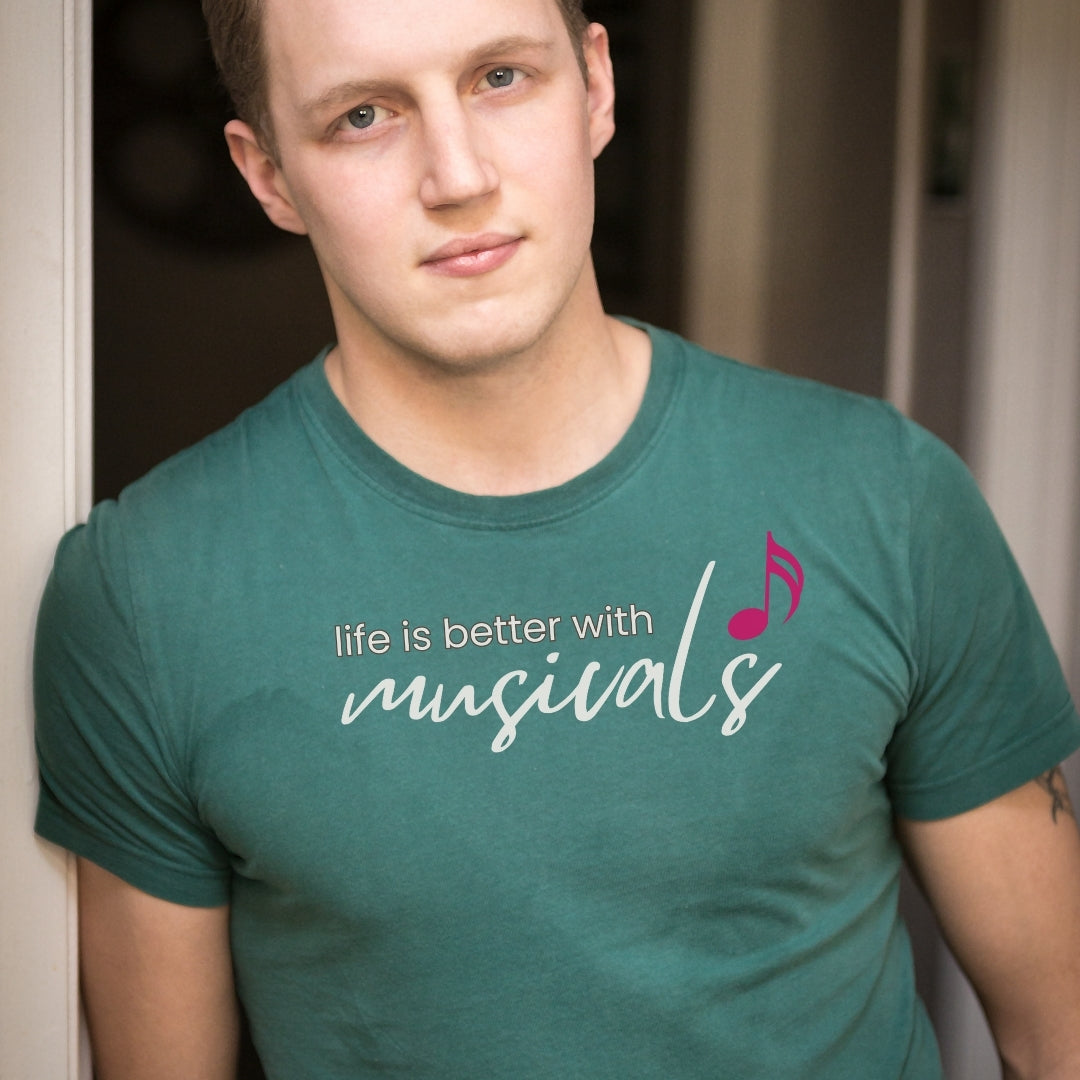 "Life Is Better with Musicals" T-Shirt – Wear Your Love for the Stage (Unisex Softstyle T-Shirt)