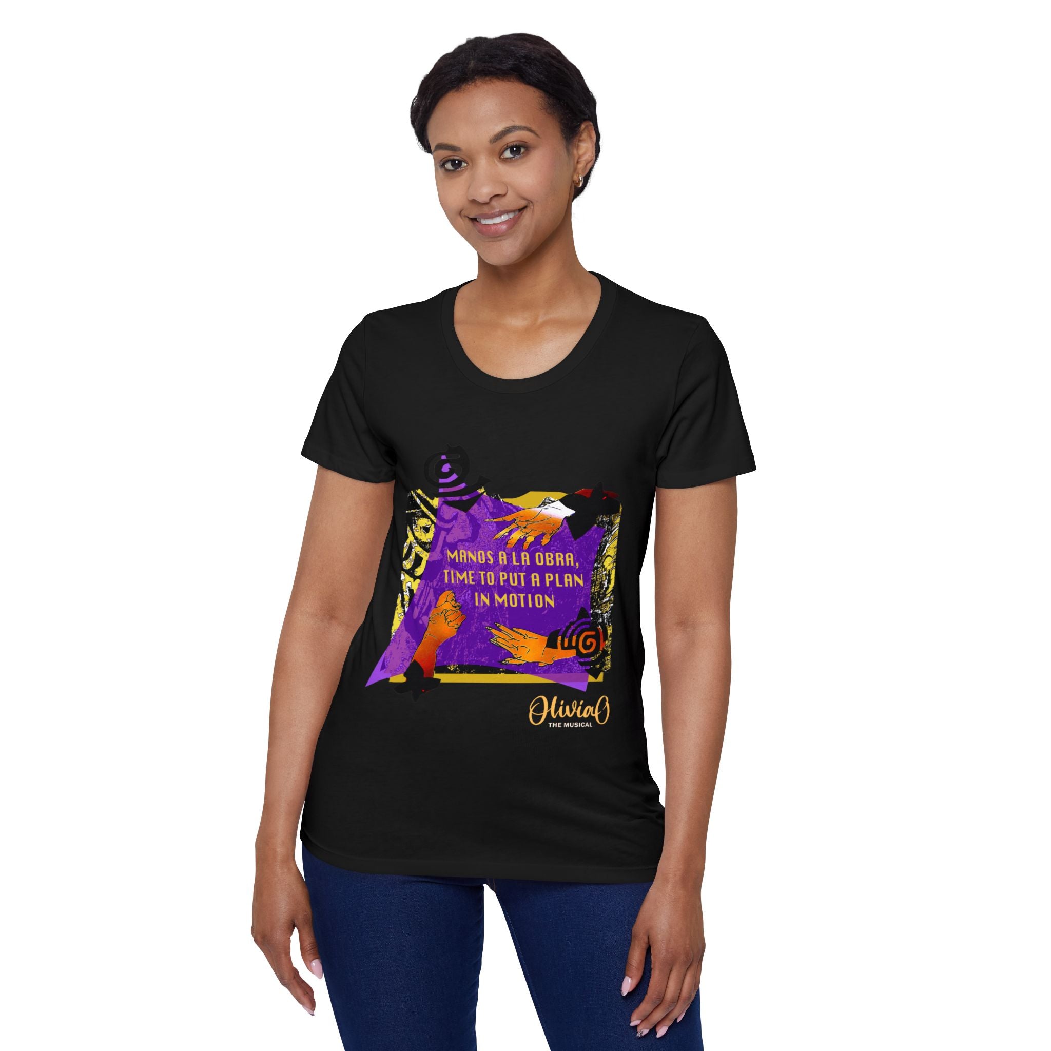 "Manos a La Obra" – Olivia O, The Musical Organic T-Shirt Designed By Gabby Vazquez ✊🎭