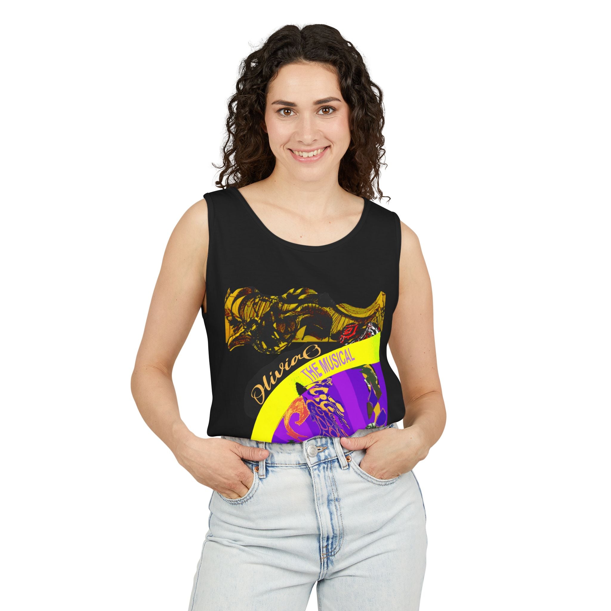 Olivia O, The Musical – Unisex Garment-Dyed Tank Top  Design by Gabby Vazquez☀️🎭