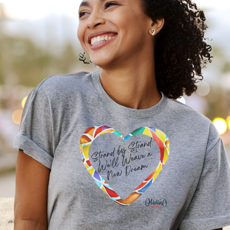 Strand by Strand, We'll Weave a New Dream – Olivia O, The Musical T-Shirt (Unisex Jersey Short Sleeve Tee)