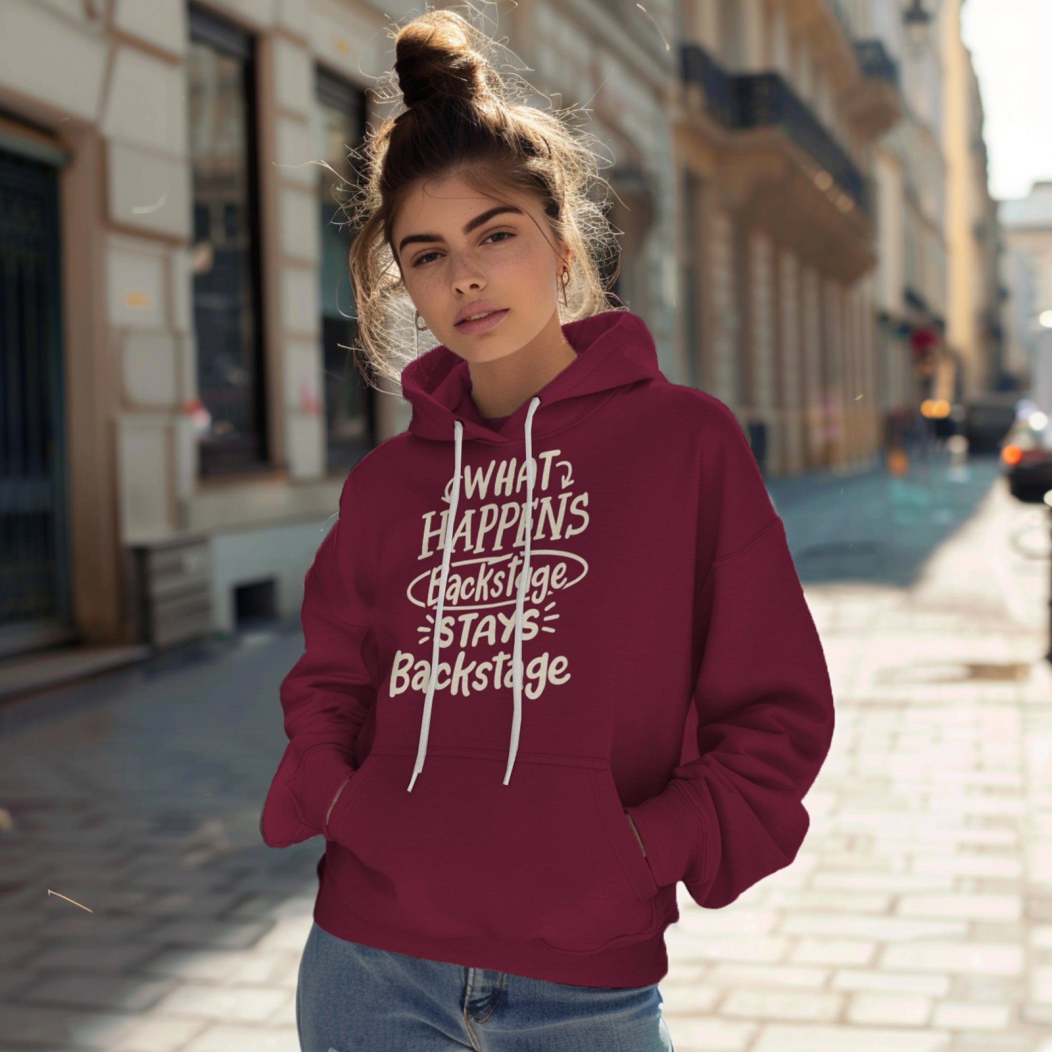 "What Happens Backstage"  Unisex Heavy Blend Hooded Sweatshirt | Cozy Casual Wear